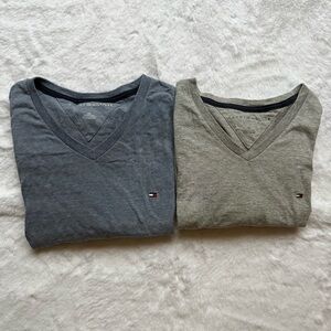 2 Tommy Hilfiger V-Neck T-Shirts Size L